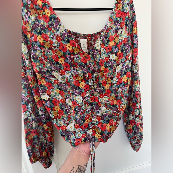 H&M Floral long sleeve crop top - Picture 3 of 6